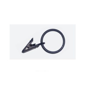 Fekete fém karika csipesszel, 16-20 mm, 10 db/csomag